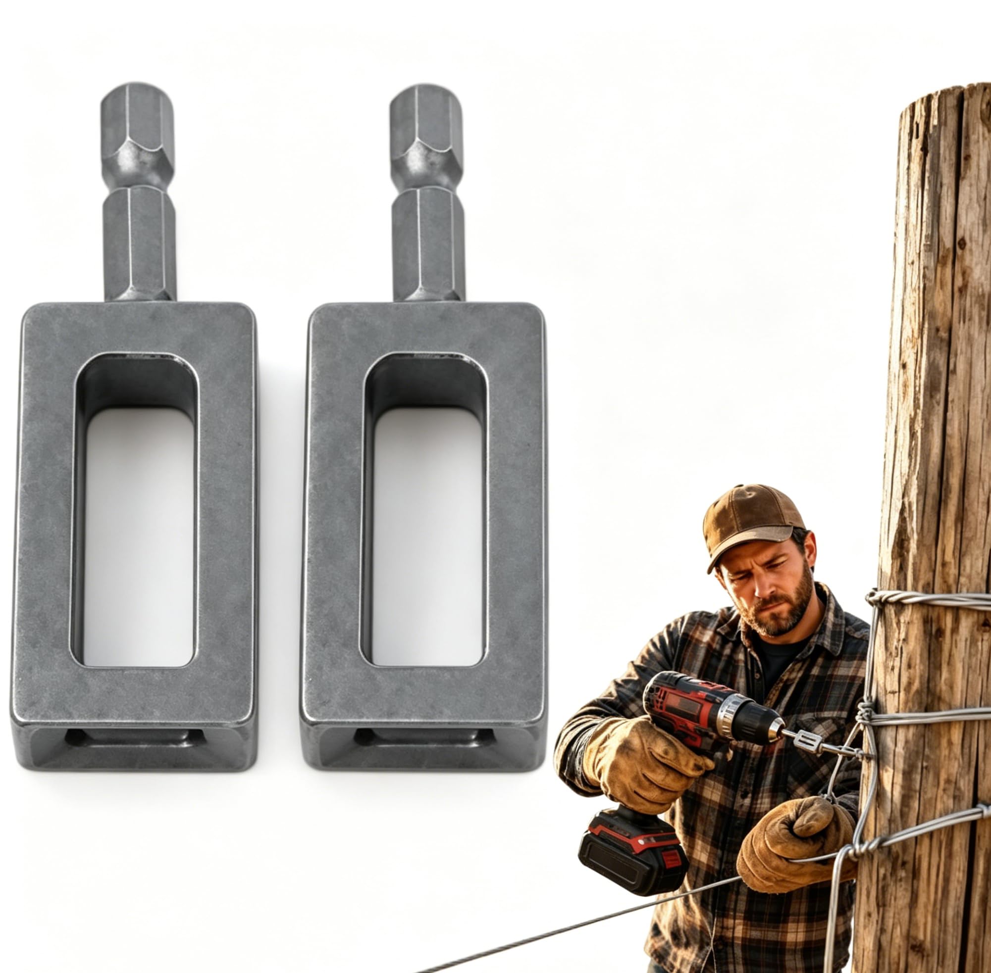 2Pc Style B Electric Wire Twister Tool For Drill, Wire Nut Twister, Multifunctional Wire Twisting Tool With 1/4" Hex Shank, Rebar Tie Wire Winder Carbon Steel, Universal For Construction And Fen
