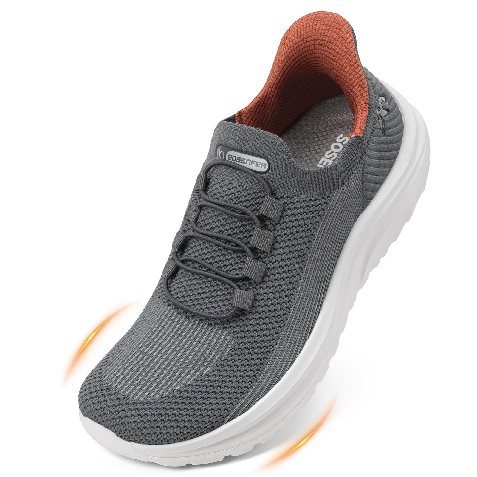 Sosenfer Herren Slip On Sneaker mit Elastschnürung Leichte Sportschuhe