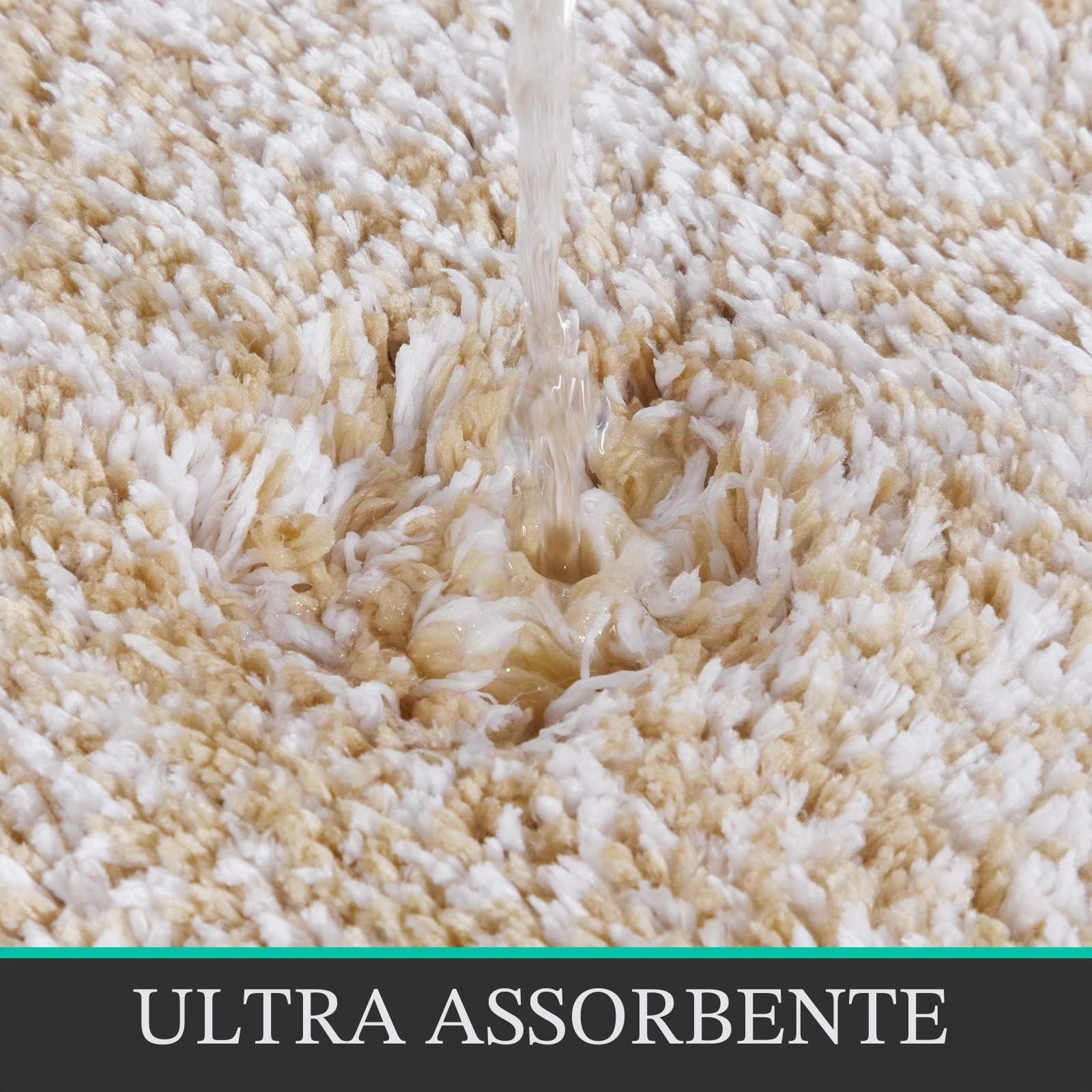 Pauwer Set di 3 tappetini da bagno ultra spessi, con fondo antiscivolo, assorbenti, tappetini da bagno e tappetino per WC, facili da pulire, lavabili in lavatrice, colore: beige