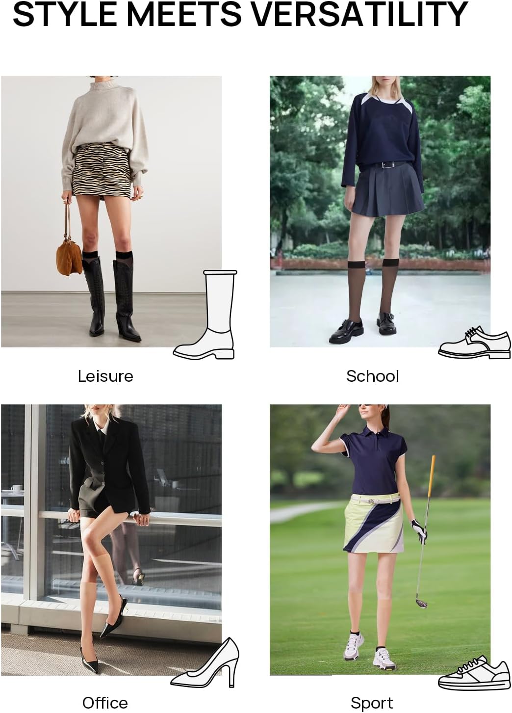 MANZI 3 Pairs Sheer Knee High Stockings for Women 15 Denier Ladies Nylon Knee Highs Trouser Socks - Image 7