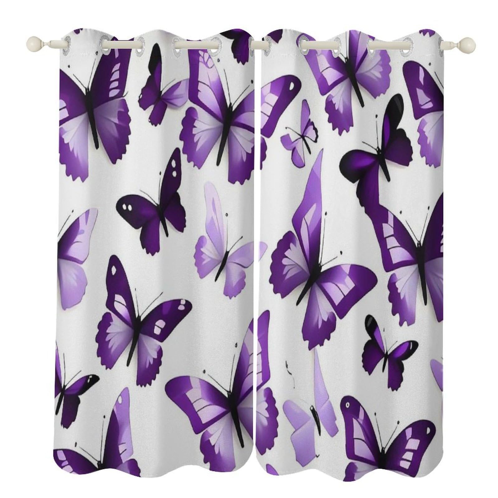 Rideaux occultants thermiques douceur papillons violets pour salon