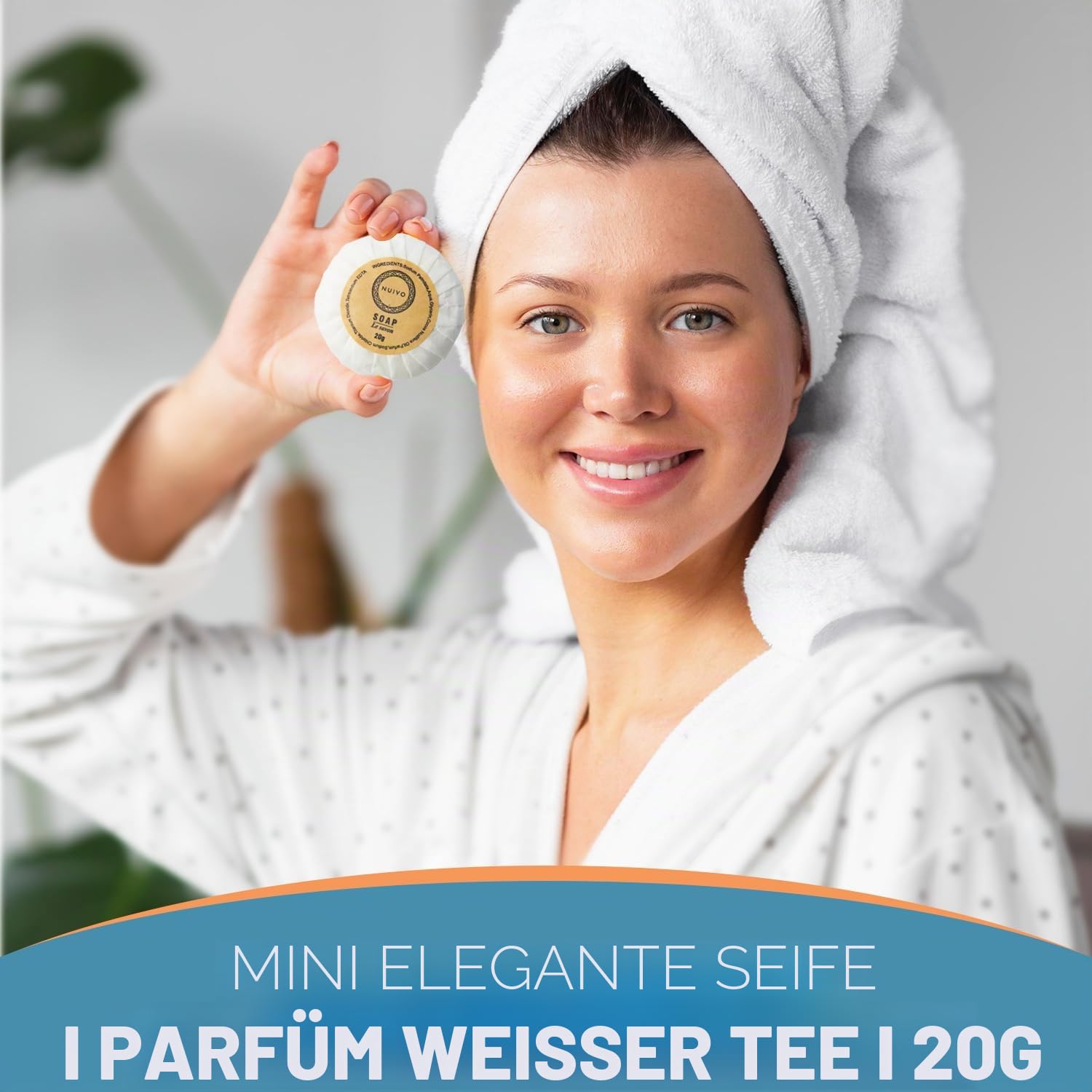 100 Mini-Seifen, rund, 20 g – einzelne Seifen, verpackt aus Papier – Hochzeit, Hotel, Gîte, Badezimmer, Reise – Gästeseife, umweltfreundlich und gebrauchsfertig