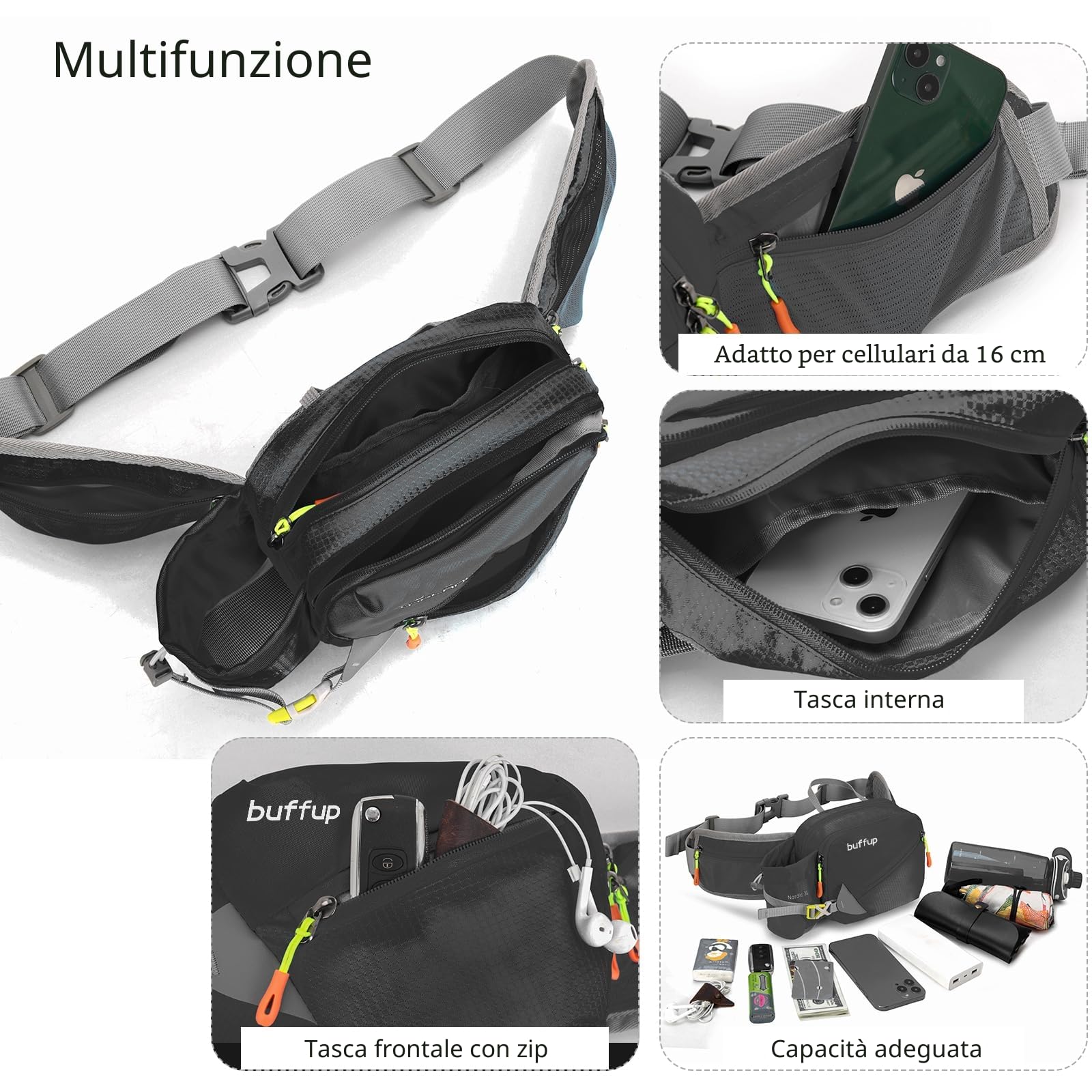 Marsupio Sportivo con Portaborraccia Trekking Running Bici Arrampicata