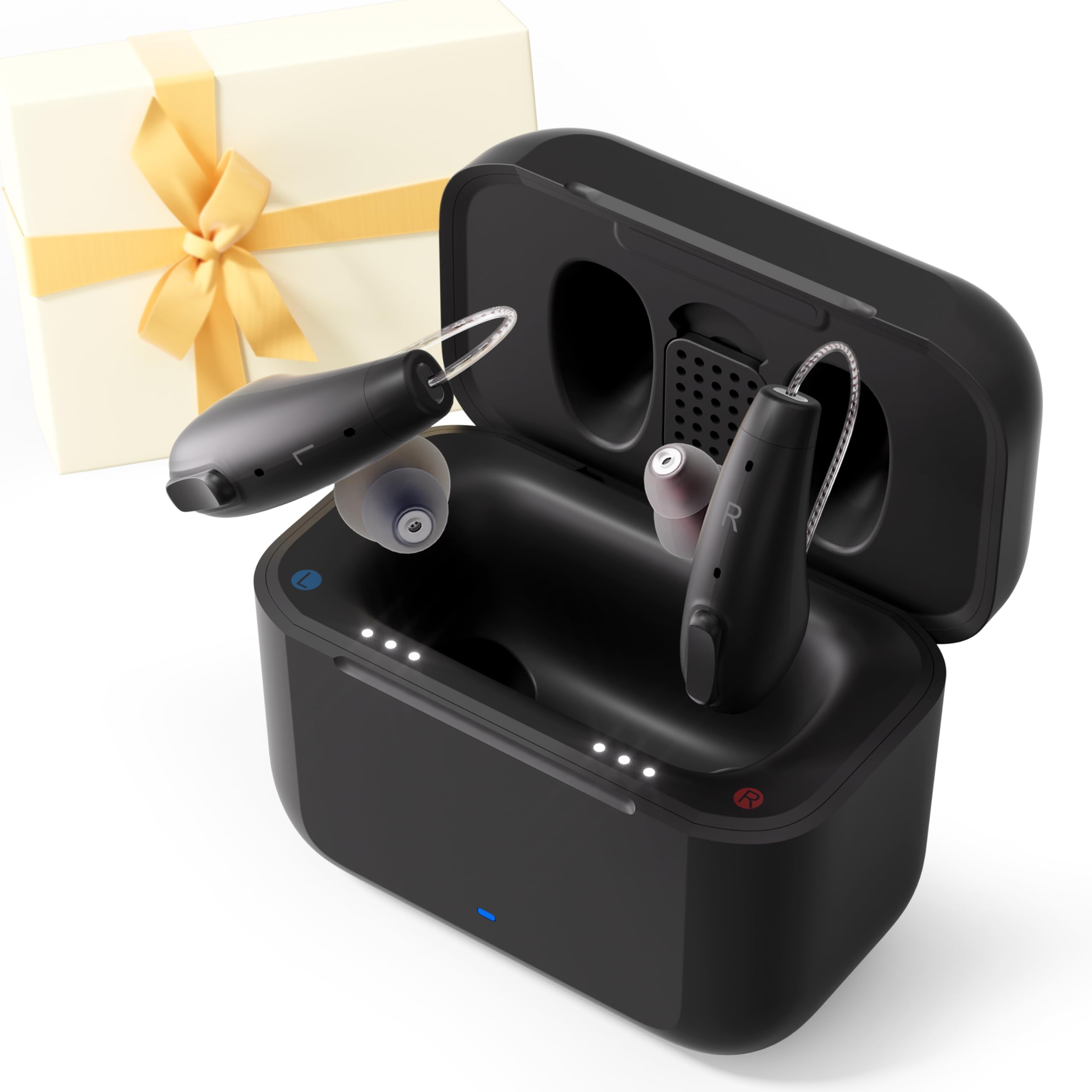 Photo 1 of **RIGHT HEARING AID IS NON-FUNCTIONAL*** SavvyBloom Rechargeable Hearing Aids with Bluetooth for Seniors with Hearing Loss, OTC Hearing Aid for Adults with Noise Cancellation, Superior Sound, Nearly Invisible, Charging Case Included