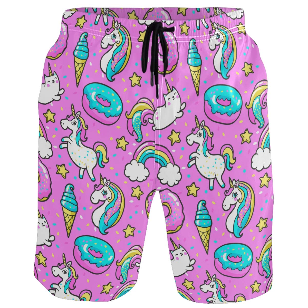 visesunny Men Swimsuit Swimming Costume Swim Trunks Swimming Beach Surfing Board Shorts Swimwear Quick Dry Mesh Lining Bathing Suits with Pockets, #Rainbow Star, XX-Large