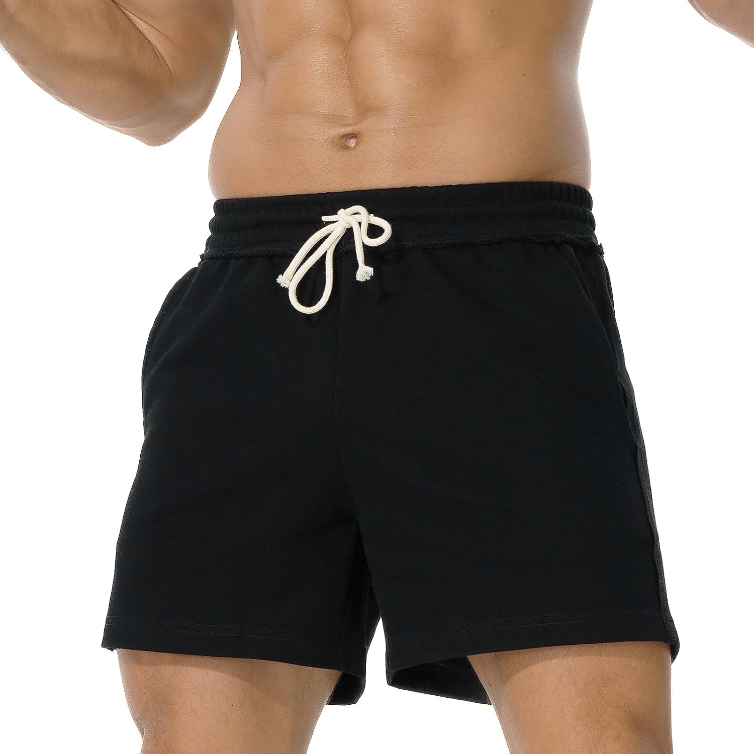 AIMPACT Mens Athletic Gym Shorts 5/5.5 Inch Cotton Casual Shorts Elastic Waist Joggers Sports Sweat Shorts with Pockets - Image 2