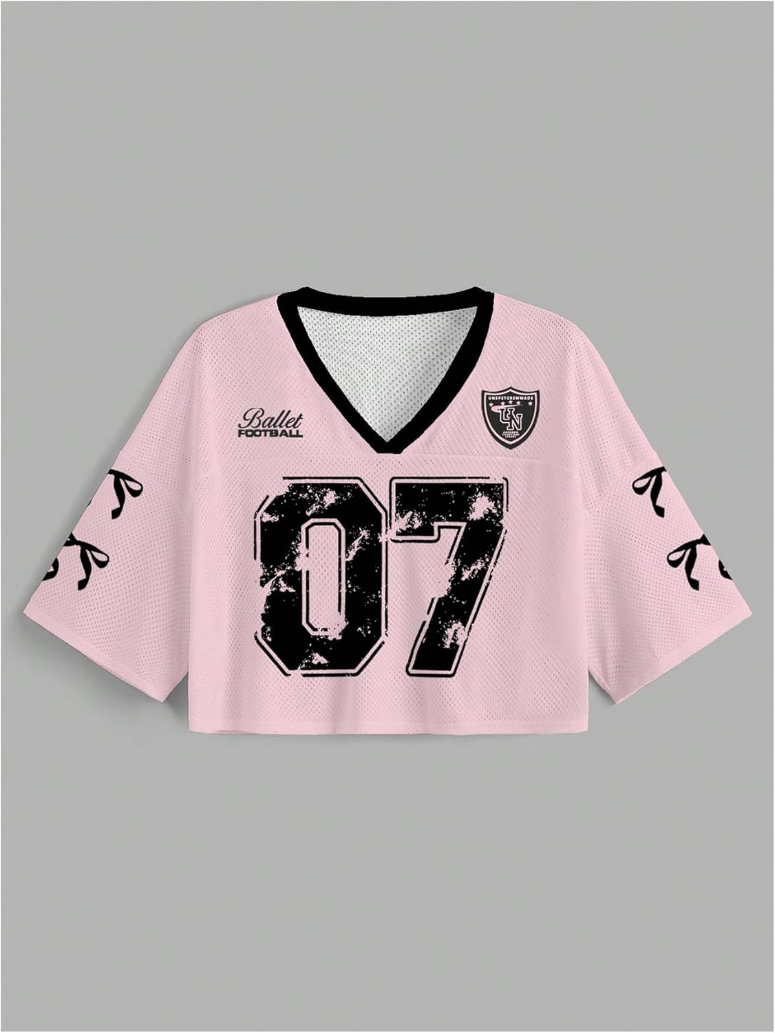 Jersey Shirts for Women Number Print V Neck Mesh Cropped Jersey Y2k Oversized Tshirts Streetwear - Image 4