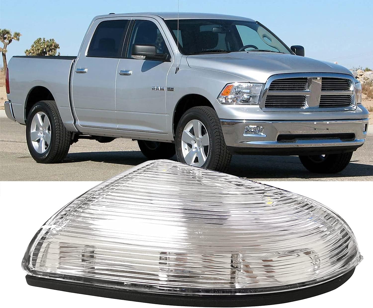 Front Right Passenger Side Mirror Turn Signal Light Lamp Housing With Puddle Compatible with Dodge Ram 1500 2500 2009-2018 Replace# 68064948AA