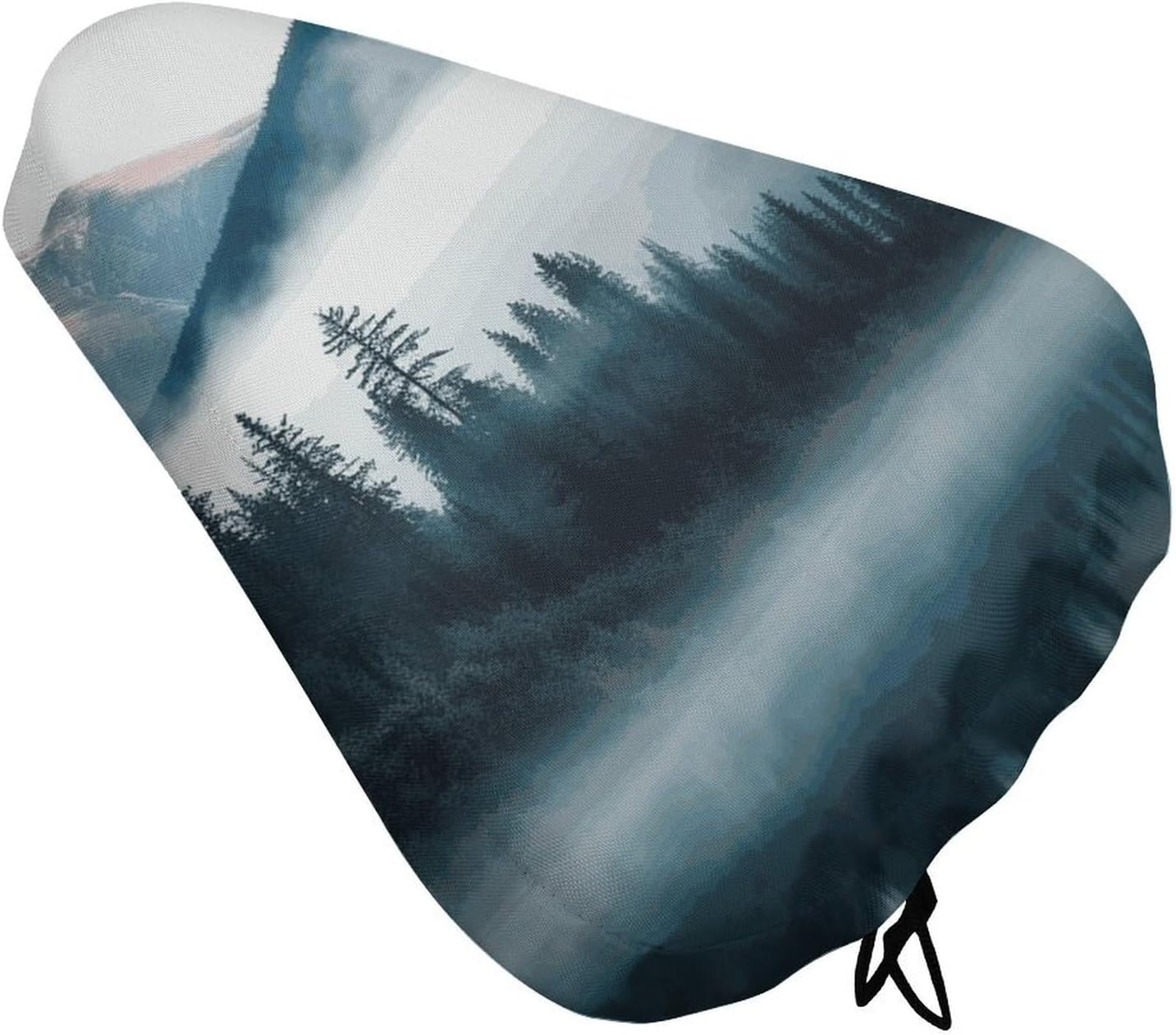 Foggy Mountains Landscape Bike Seat Cover for Men Women Water Repellent Exercise Bike Seat Cushion Adjustable Bicycle Seat for Outdoor Biking