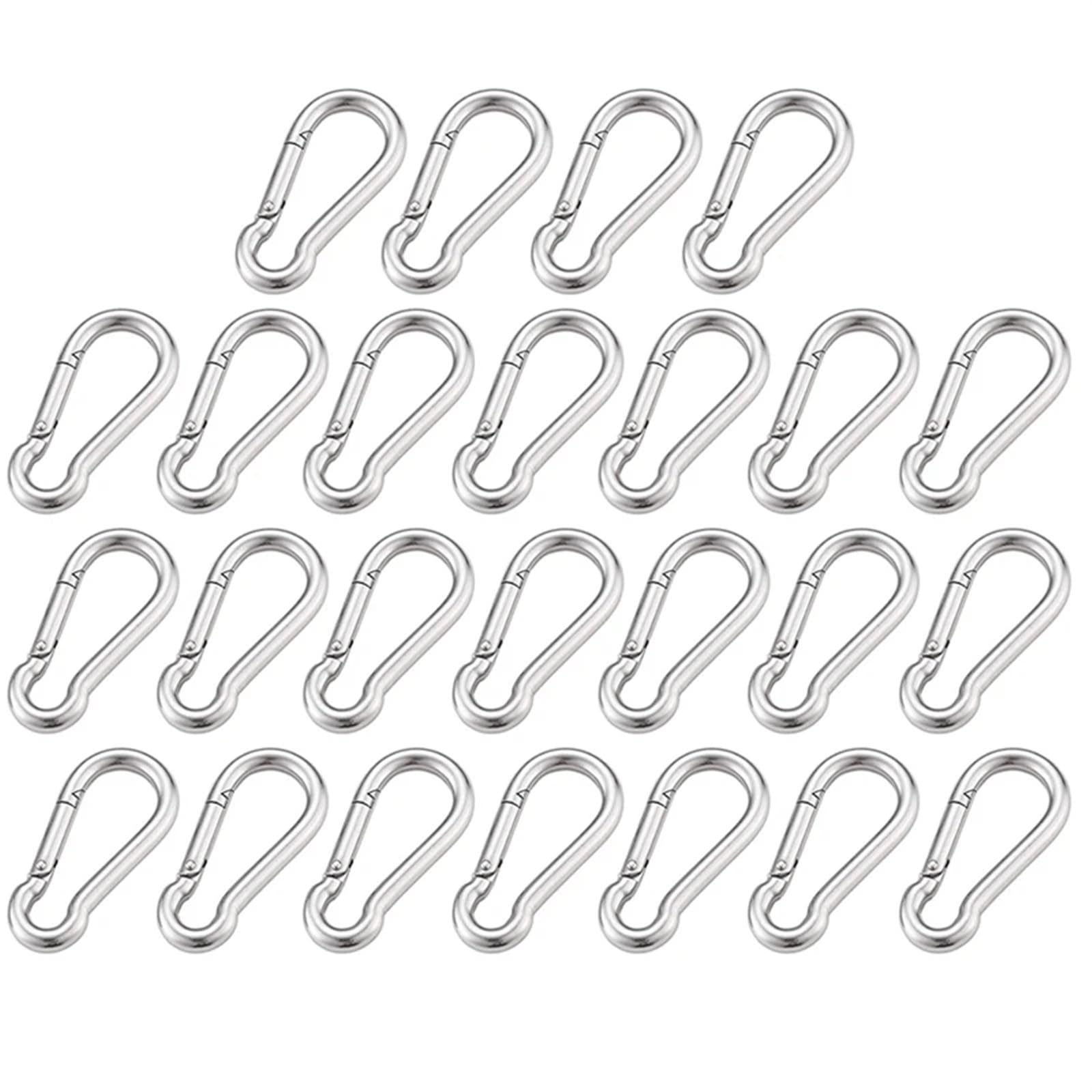 Mosquetón, Mosquetón de acero inoxidable 316 con cierre resorte multifuncional, M4, M5, M6, M7 y M8, anillo bloqueo enlace rápido(25pcs,M5)