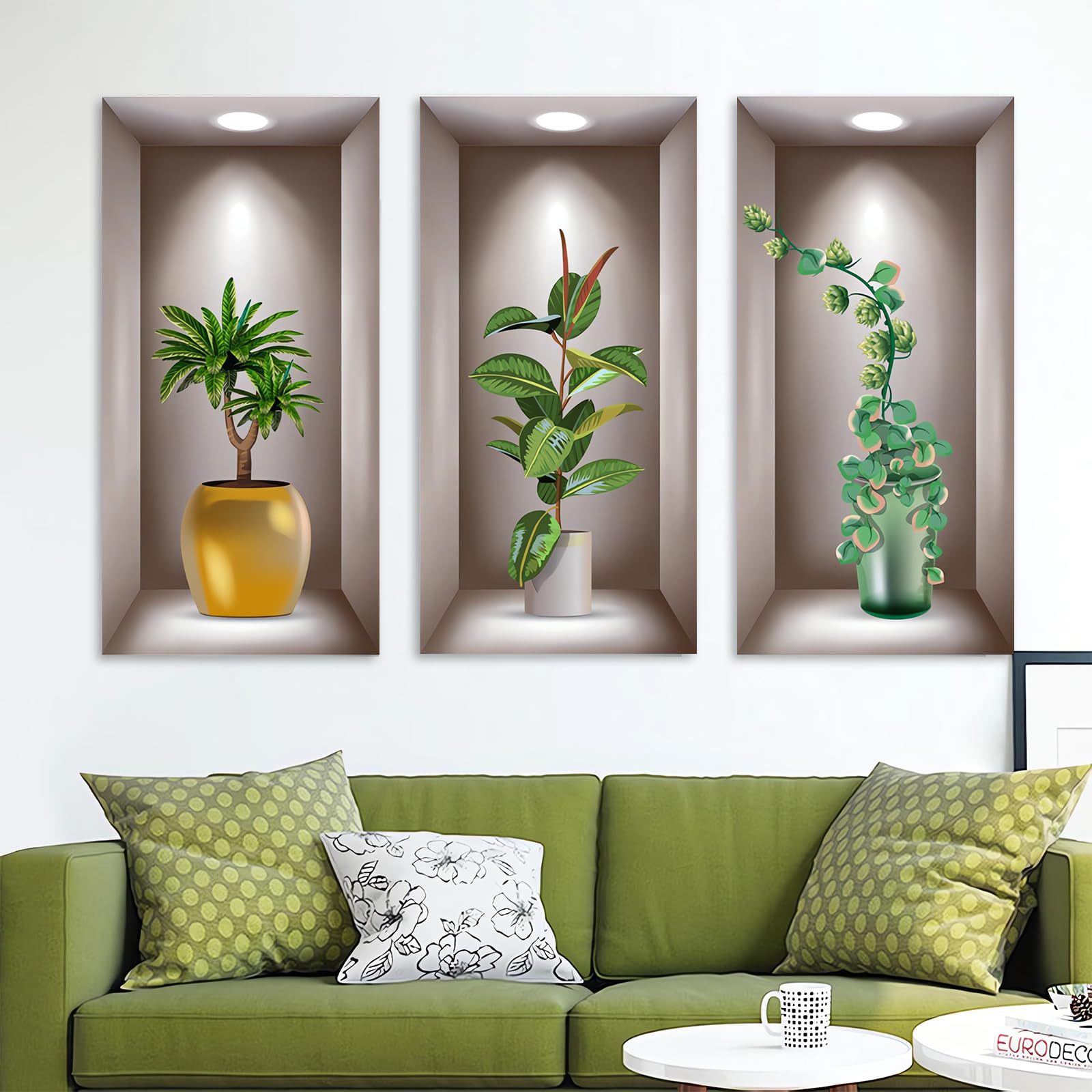 3 Pezzi di Adesivi Murali Soggiorno 3D Cucina Soggiorno Decorazioni Murali Adatti per Decorare Stanze Soggiorni Cucine Uffici Hotel e Coprire Pareti Danneggiate (20x40cm)