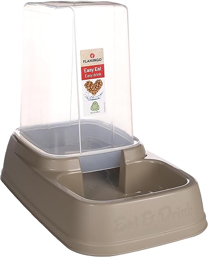 Flamingo – Comedero bebedero tolva Flamingo para perros y gatos Vedi. Marrón Talla 3,4 litros