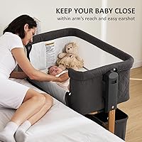 Vista 2 de 3 in 1 Baby Bassinet, Rocking Bassinet, Bedside Bassinet, 6-Height Adjustable, Bassinet Bedside Sleeper for Baby with Comfy Mattress, Breathable