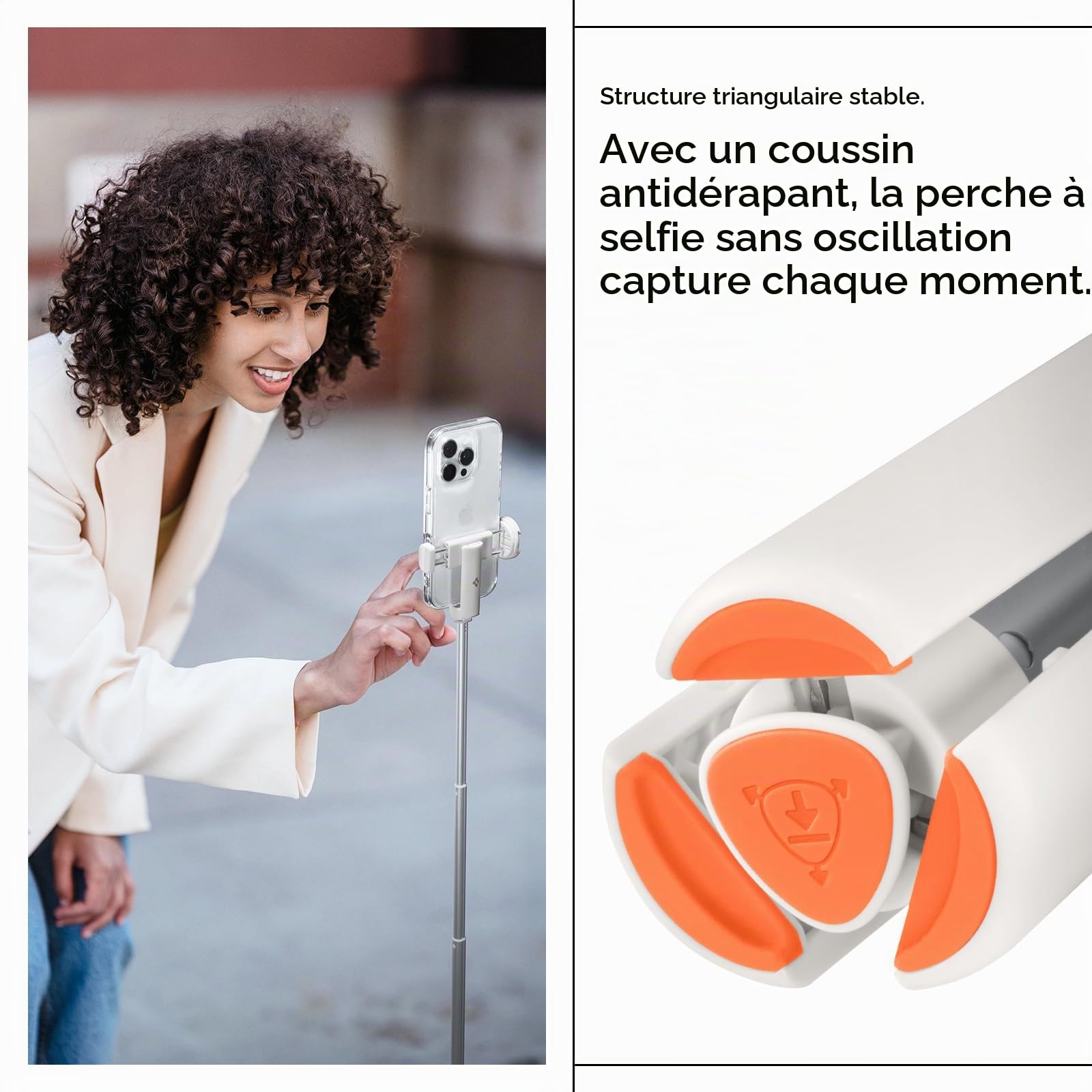 Spigen Perche à Selfie Ouverture Automatique Trépied pour iPhone, Galaxy, Pixel, Xiaomi, etc - Dune Beige