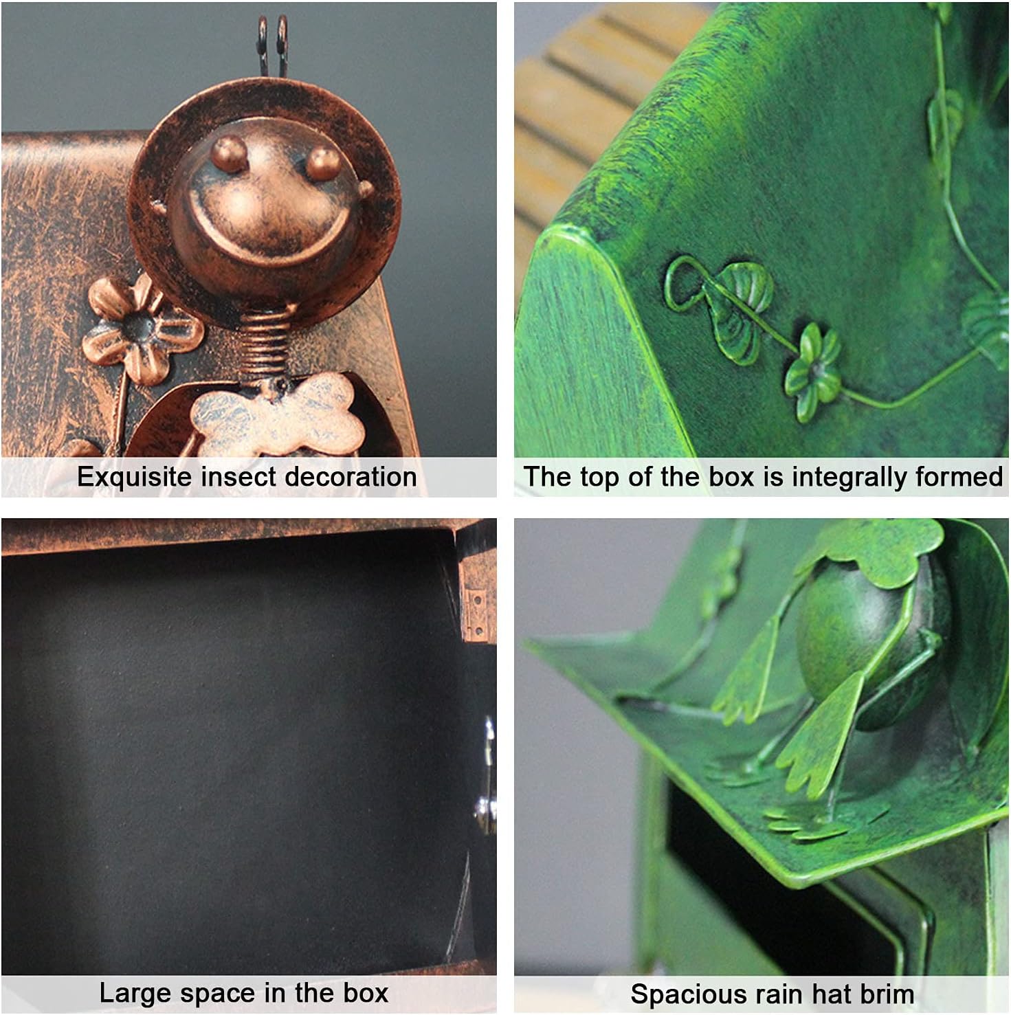 Letter Box,Postbox,Retro Iron Wall Mounted Mailbox, Townhouse Wall Mount Mailbox, Locking Mailboxes for Outside, Postbox Letter Box for Garden Waterproof Decor (Color : Bronze)