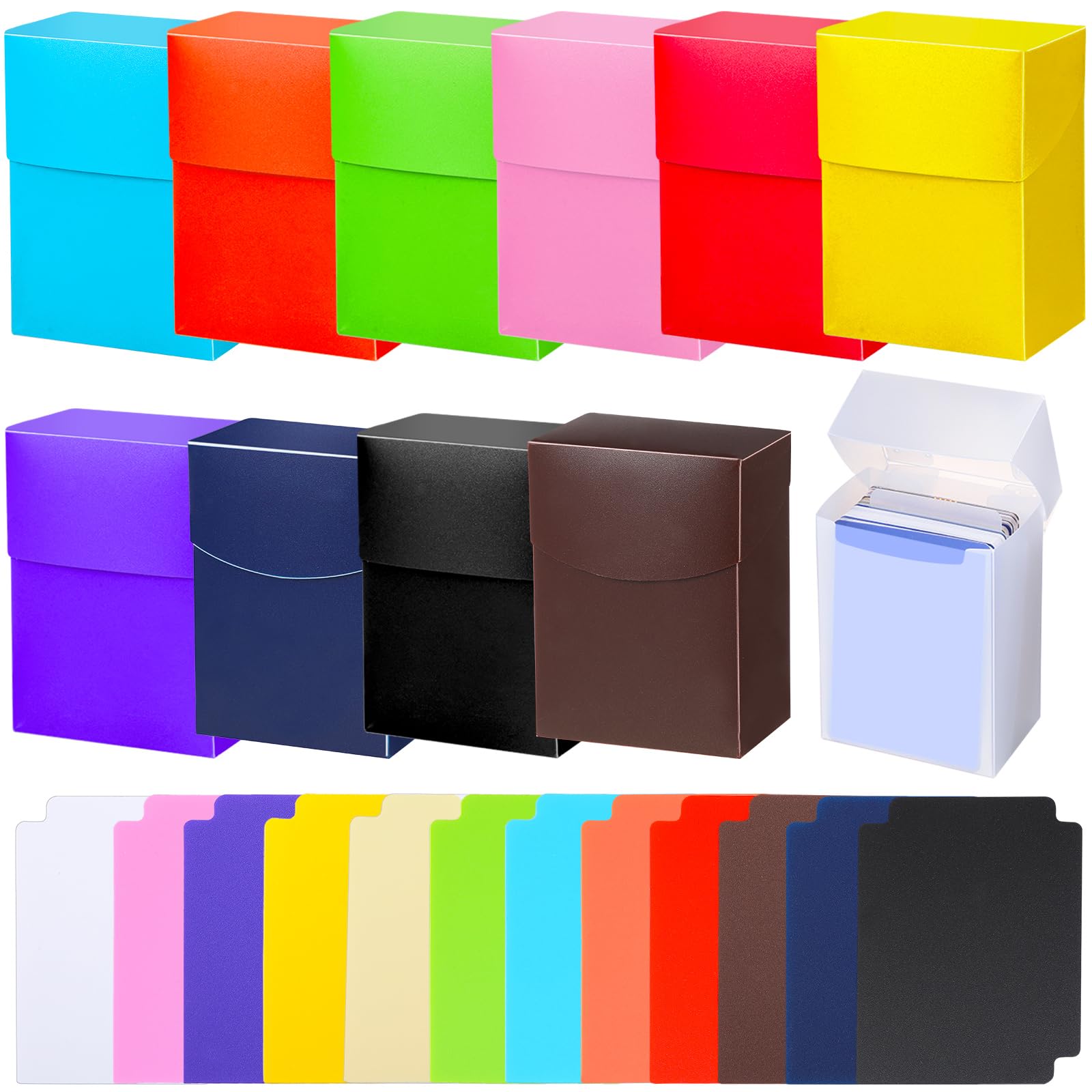 Photo 1 of Leyndo 12 Pack TCG Cards Deck Boxes Trading Card Storage Box, Large Capacity with Dividers, Fits 80+ Cards Collectible Games Storage Organizer Cases, Colorful
