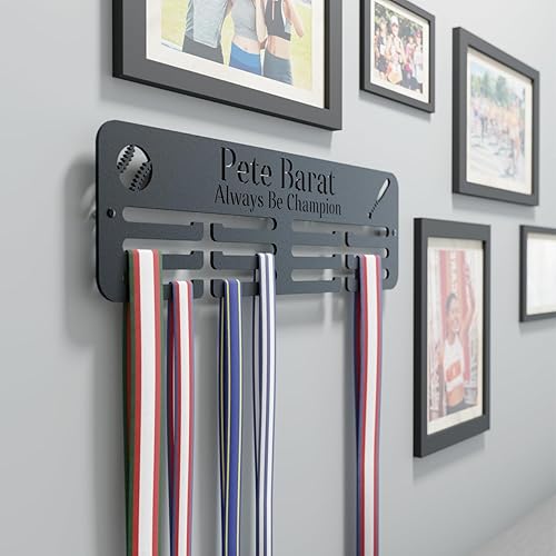 Miniatura 2 de Medal Hanger Display Holder Rack for Awards or Ribbons, Personalized Race Medal Display Running Medal Hanger Display Medal Holder for Wall, Custom