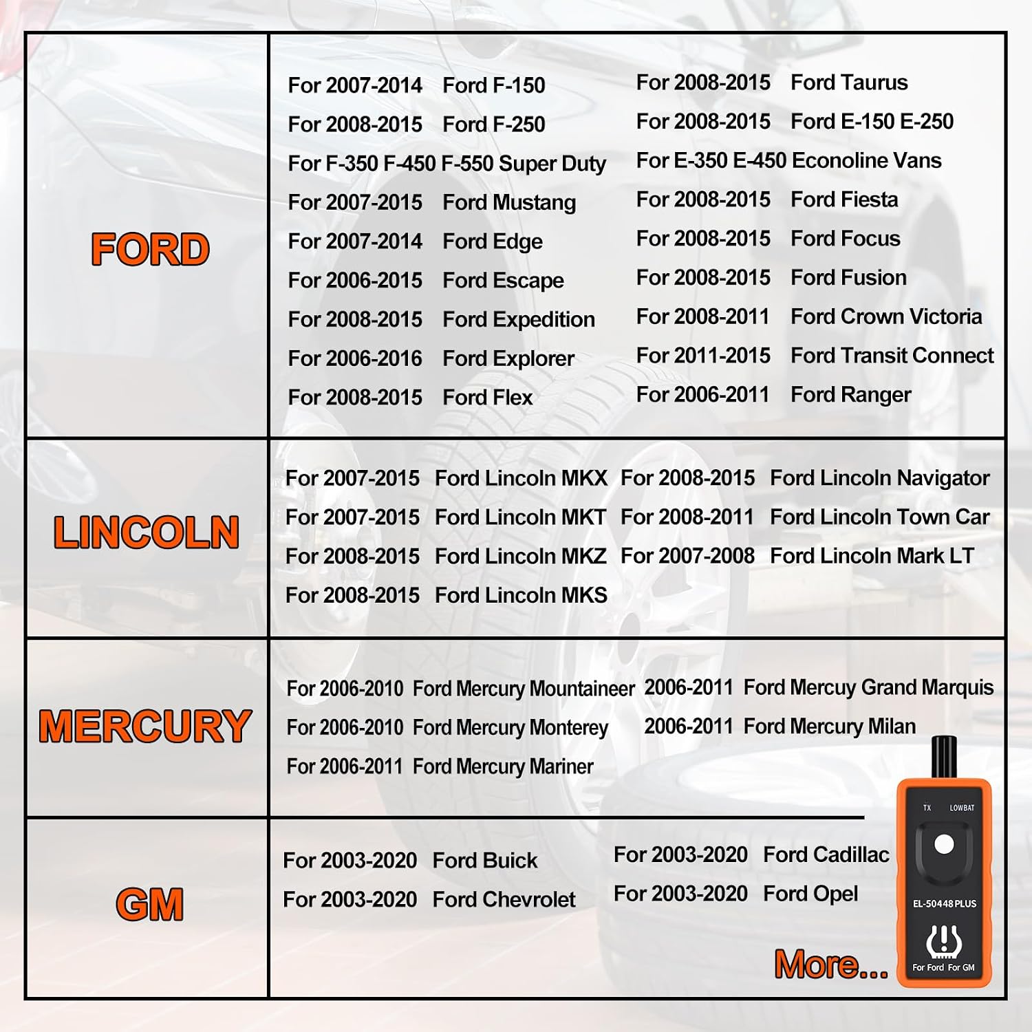 KINGBOLEN EL-50448 Plus TPMS Relearn Tool for Ford GM Automotive Tire Pressure Monitor Sensor 315/433 MHz Reset Tool, 2 in 1 Relearn Tool for F150/Focus/Lincoln/Buick/Cadillac Vehicle