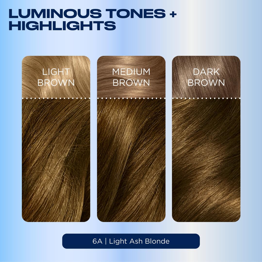 Clairol Nice'n Easy Permanent Hair Dye, 6A Light Ash Brown Hair Color, Pack of 3