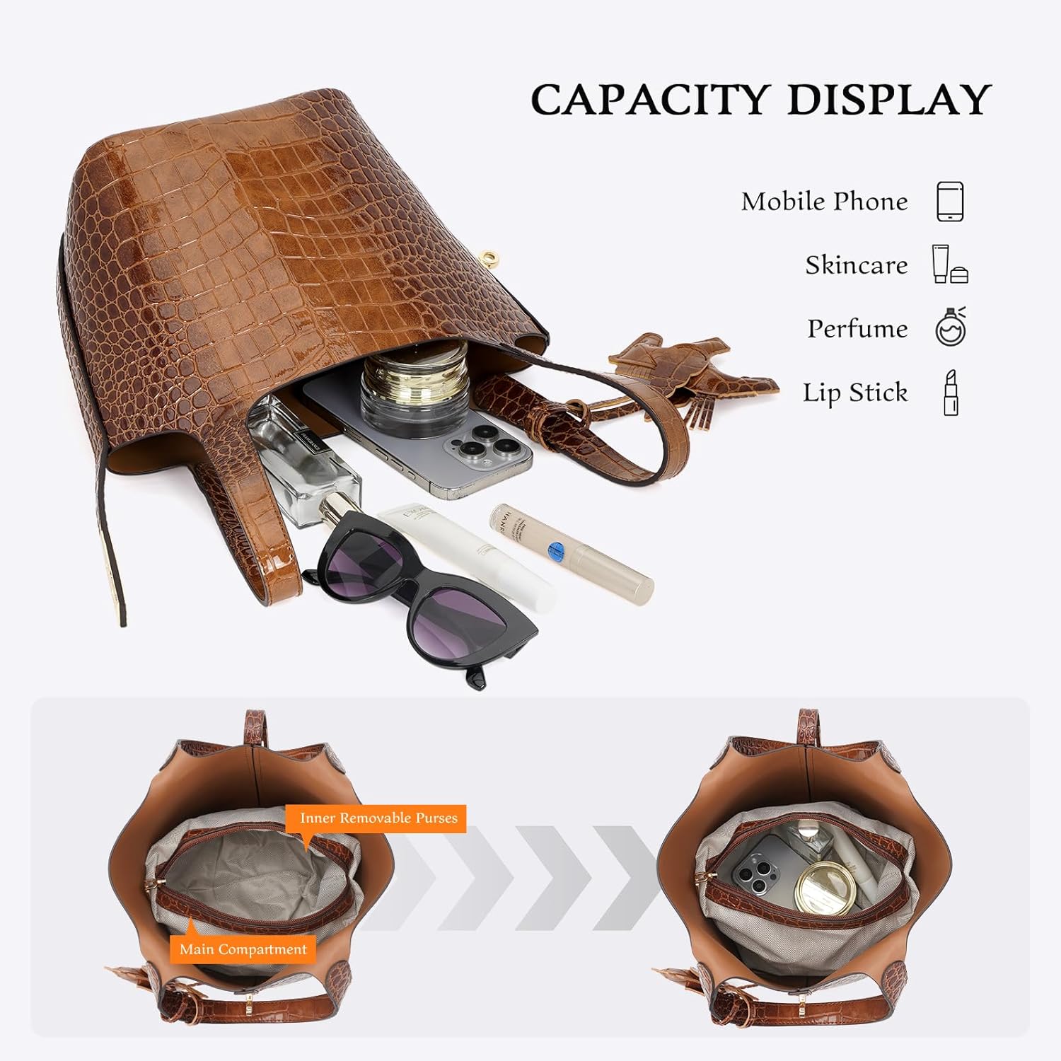 Tote Bag for Women Satchel Bag for Women Shoulder Handbag Bucket Purse Clutch Bags for Work Evening Black - Image 3