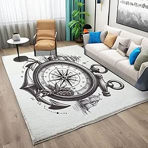 Amazon.com: Generic Area Rug 3x5, Retro Nautical Compass Theme Washable ...