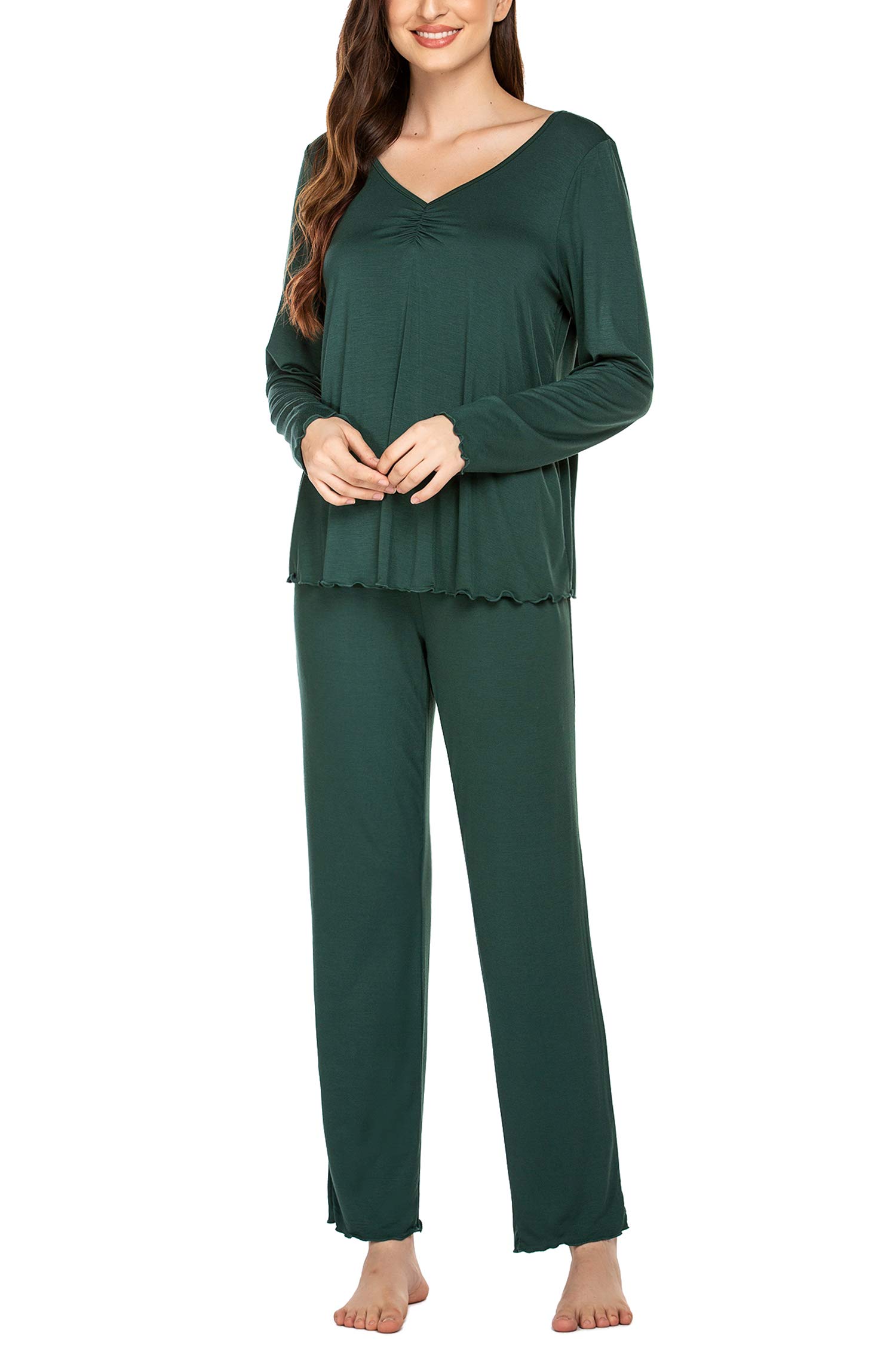MAXMODA Pigiama Donna Pigiami Due Pezzi Maglietta Manica Lunga e Pantalone Lungo S-XXL