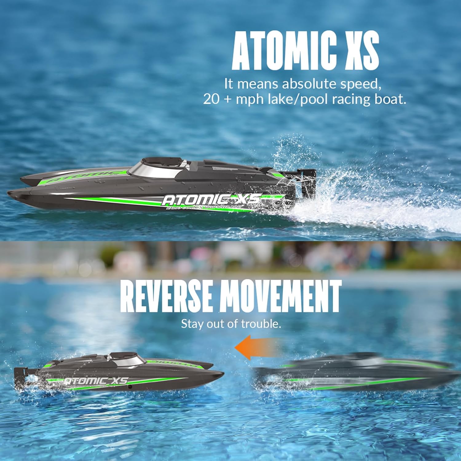 Black Remote Control Racing Boat RC Jet Speed Boat Catamaran Structure Independent Steering Gear 25km/h for 14y+ on Lake Pool Sea