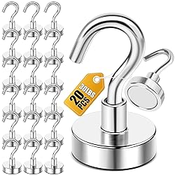 DIYMAG Magnetic Hooks, 30lbs+ Magnet Hook 2025 Cruise Cabin Ship Essentials Heavy Duty Strong Magnets Refrigerator Fridge Hanging for Classroom Beach Vacation Kitchen Grills Home 20 Pack (Silver)