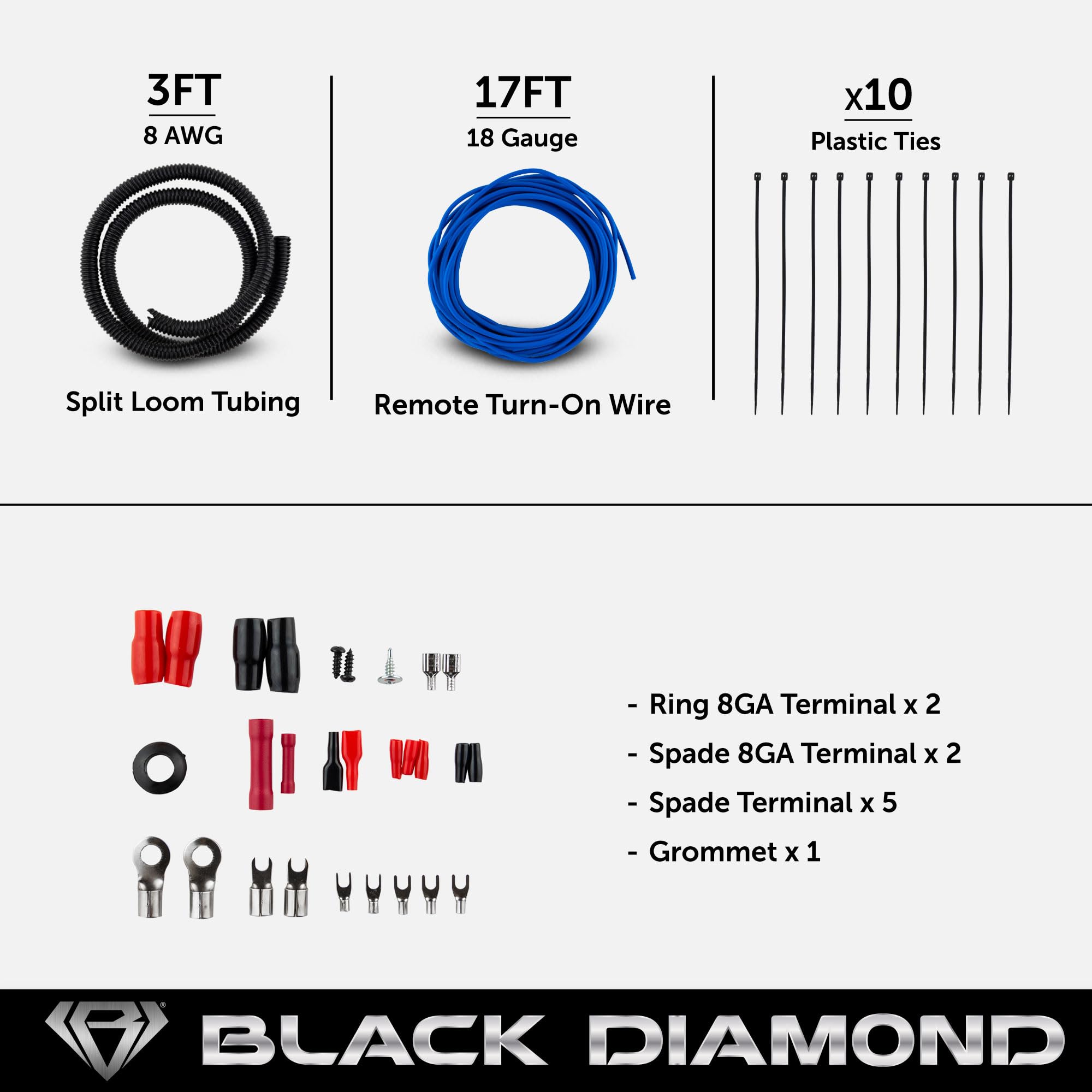 Amazon.co.jp: Black Diamond Dia-AK8 アンプ配線キット 8-GA (最大