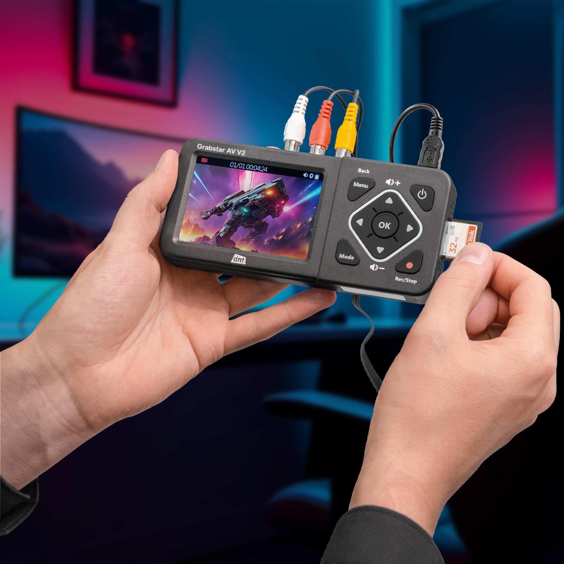 dnt Video-Digitalisierer Grabstar AV V2, HDMI, Windows, für analoge Video-Quellen, speichert auf USB/SD, Composite/S-Video, DNT000025