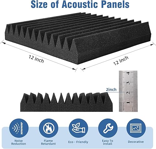 Miniatura 3 de Paneles acústicos de espuma para paredes, paneles absorbentes de sonido, paneles insonorizados de alta densidad resistentes al fuego para grabación