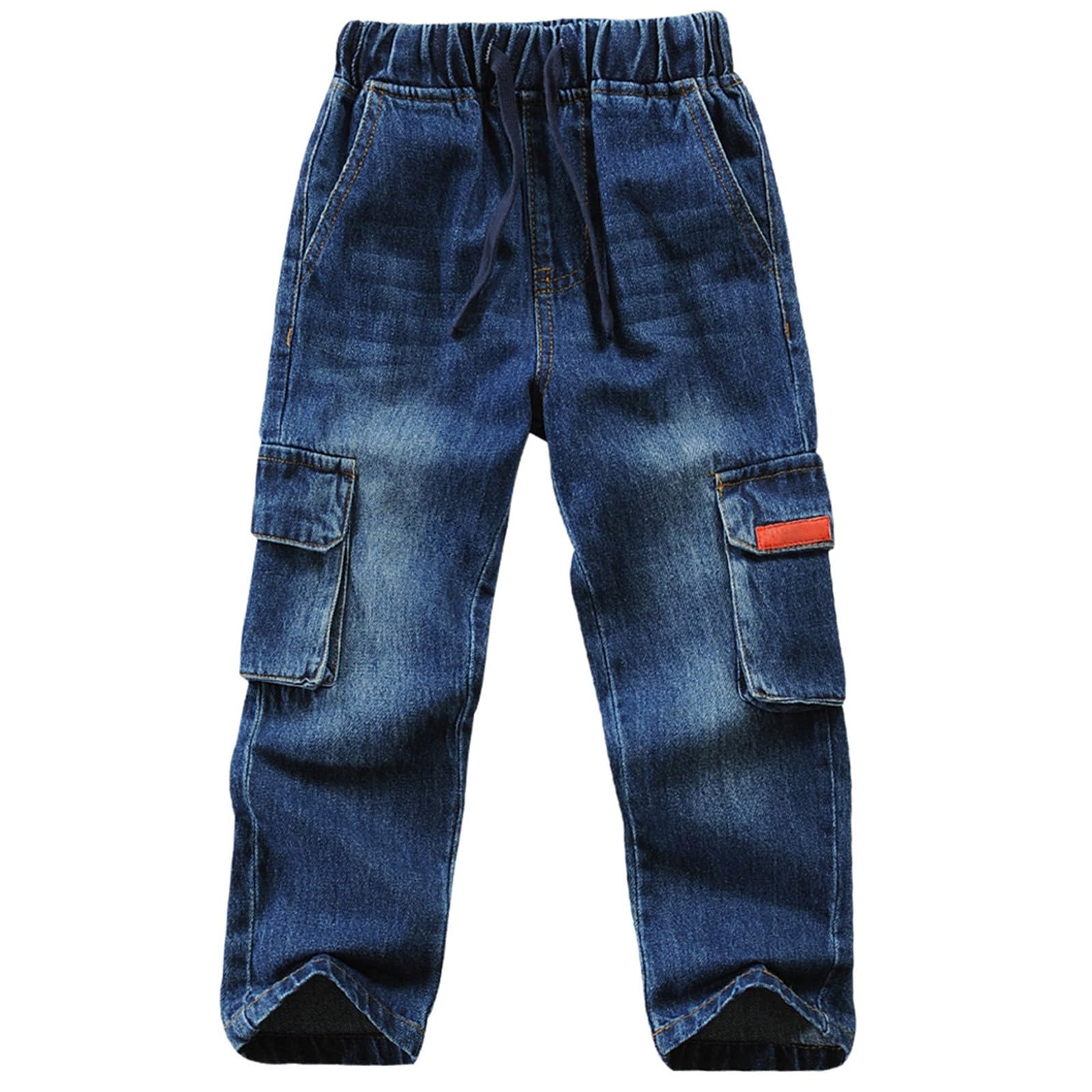 Generico Jeans Baggy Ragazzo-Jeans in Denim con Pantaloni Dritti Lunghi e lavati a Vita Media Elasticizzati per Bambini Piccoli