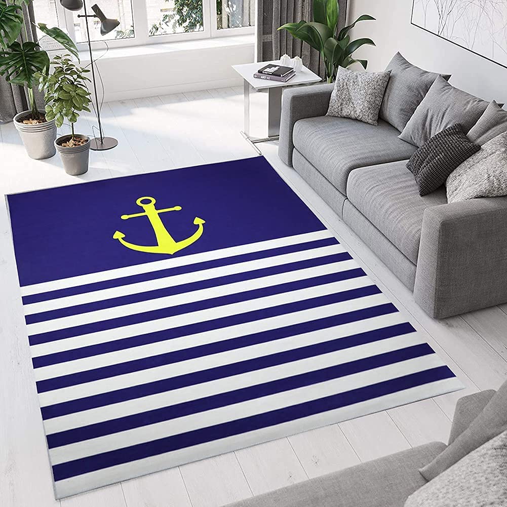 Tapis rectangulaire moelleux lavable au motif unique pour décoration intérieure moderne