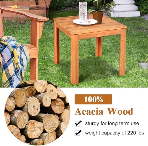 Miniatura 5 de Giantex Mesa auxiliar para exteriores, mesa Adirondack de madera de acacia con acabado de aceite, capacidad de peso de 220 libras, mesa auxiliar