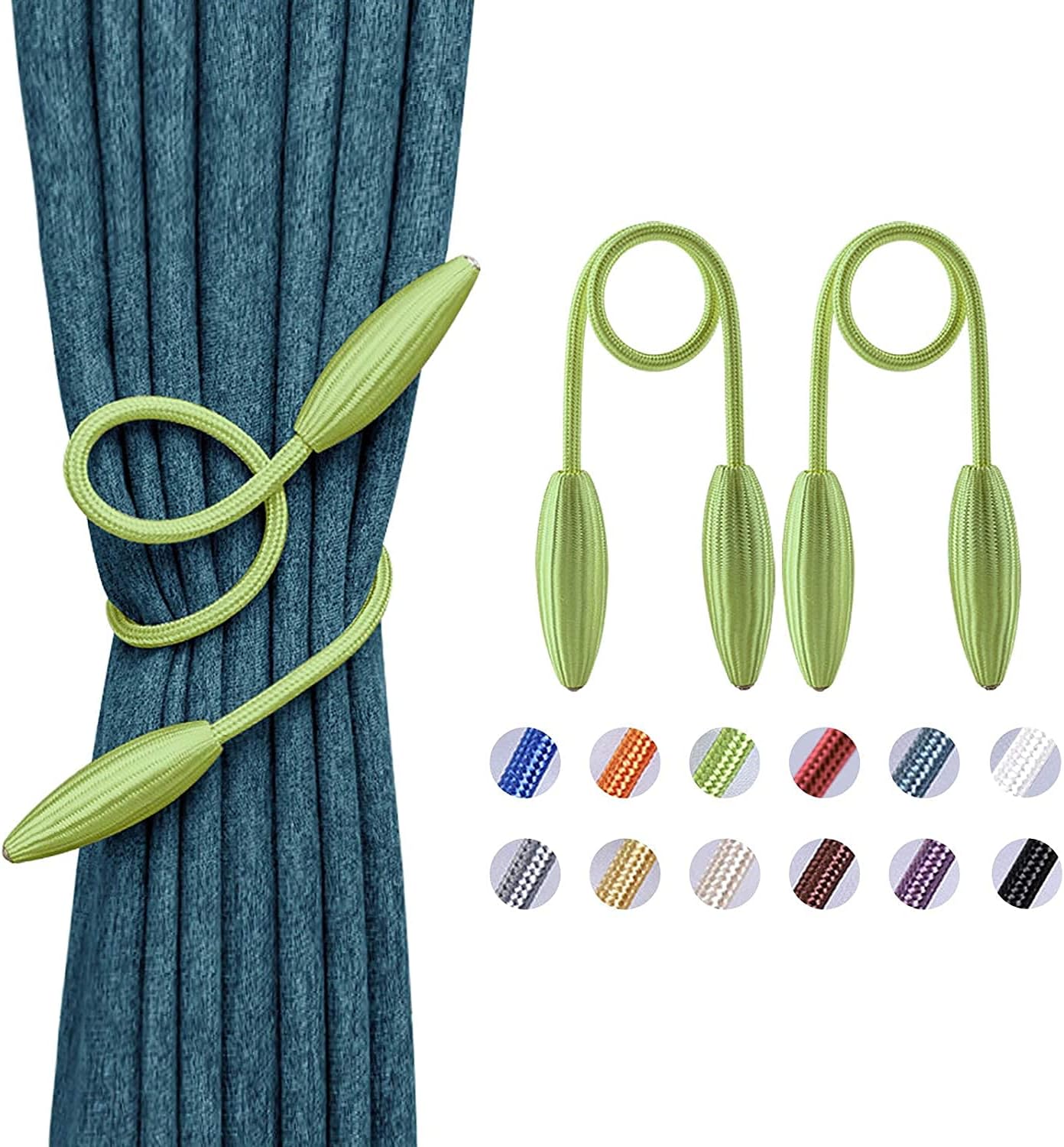 Curtain Tie Backs,Curtain Buckle Strap,2 Pack DIY Creative Decorative Drape Tie Backs European Style Random Modelling Curtain Holdbacks for Home & Office Window(Tender Green)
