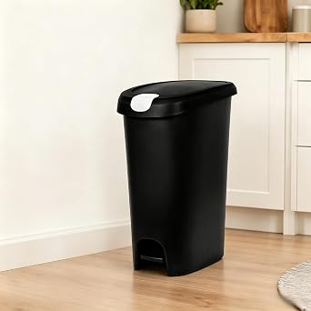 12 Gallon Kitchen Garbage Bin with Close Lid Plastic Slim Lockable Kitchen Trash Can