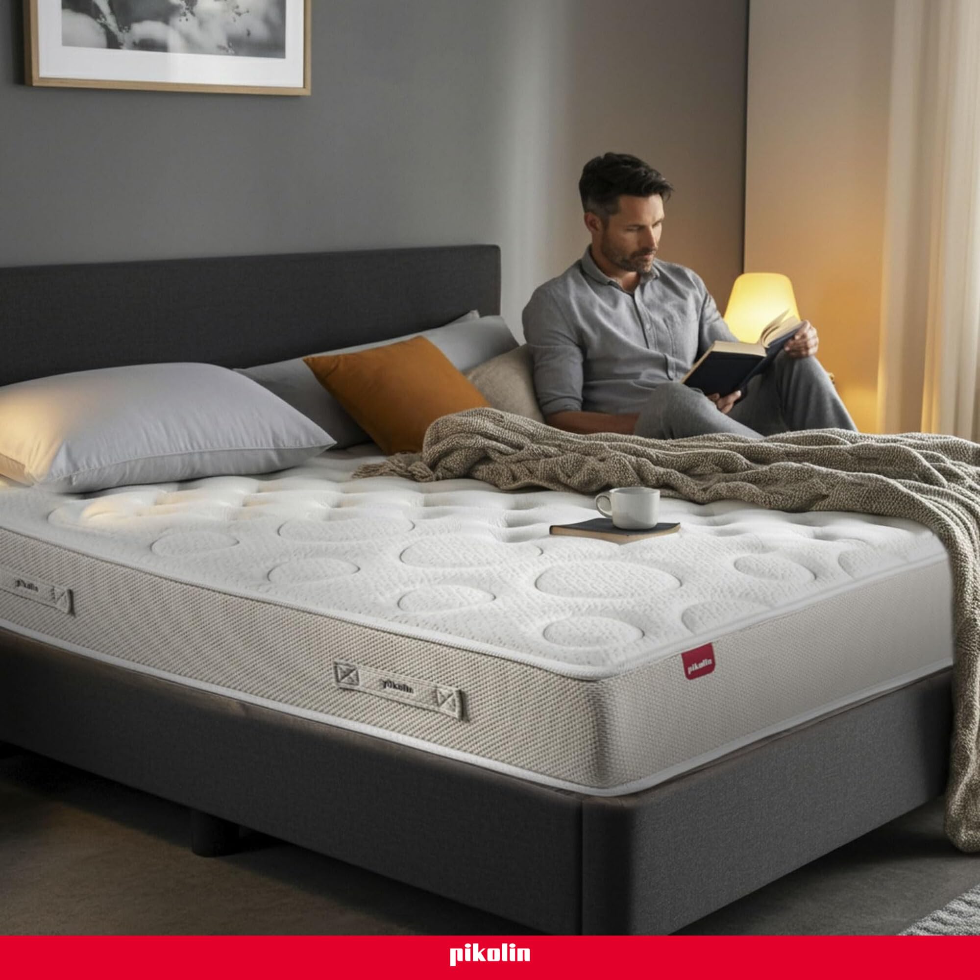 PIKOLIN Materasso Singolo 80 x 190 cm Memory Foam Altezza 28 cm Materasso Ortopedico Premium Nucleo Molle Insacchettate Extra Comfort Doppia Faccia Trattamento Igienico Antiacaro