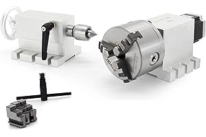 CNCTOPBAOS 3 Jaw Chuck Dividing Head 4th Axis Rotary Table w/ 65mm Tailstock