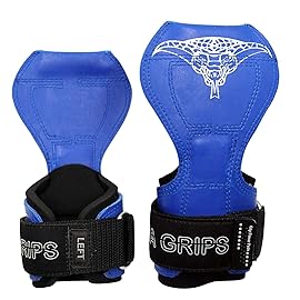 Cobra Grips PRO Weight Lifting Gloves Heavy Duty Straps Alternative Power Lifting Hooks Best for Deadlifts Adjustable Neoprene Padded Wrist Wraps Support Bodybuilding (FIT Blue Rubber)