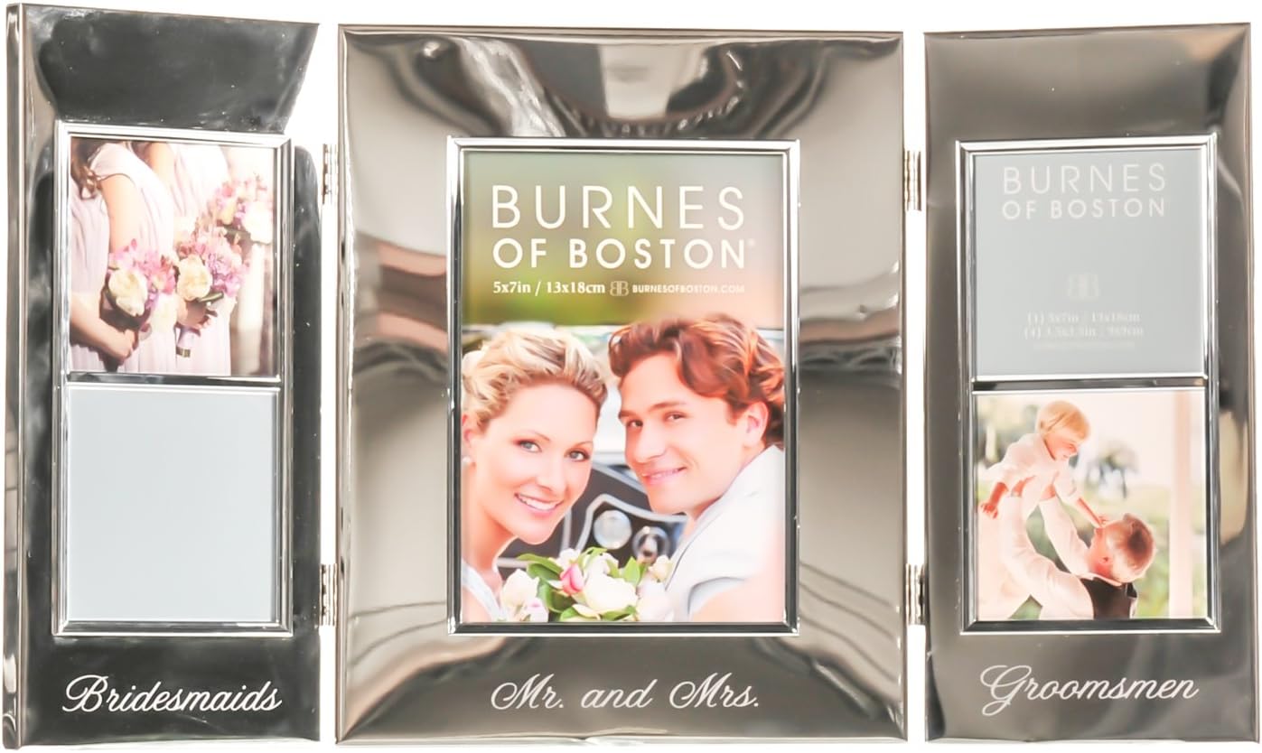 Burnes of Boston Silver Wedding Hinged Tabletop Collage Frame