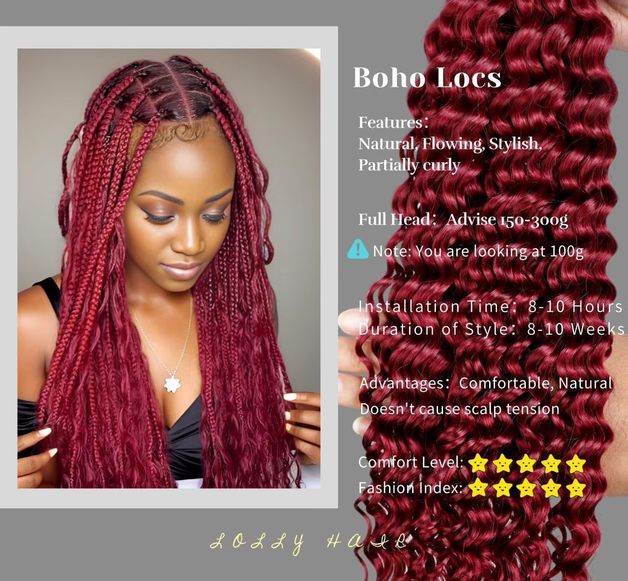 Burgundy 99J Deep Water Wave Bulk Human Braiding Hair 100g(2 Bundles Per 50g) 22 Inch Braiding Hair No Weft Brazilian Virgin Deep Curly Human Hair Extensions for Boho Braids