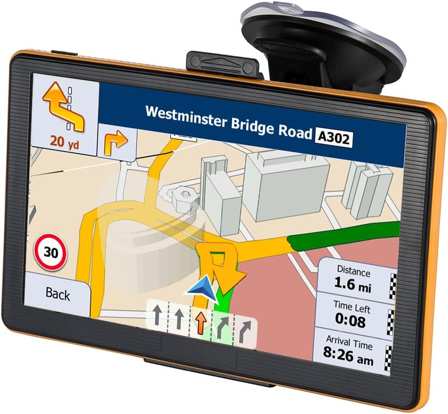 7 Inches Sat Nav Car Truck GPS Navigation with Touchscreen Include UK & EU Latest Maps and Lifetime Map Updates