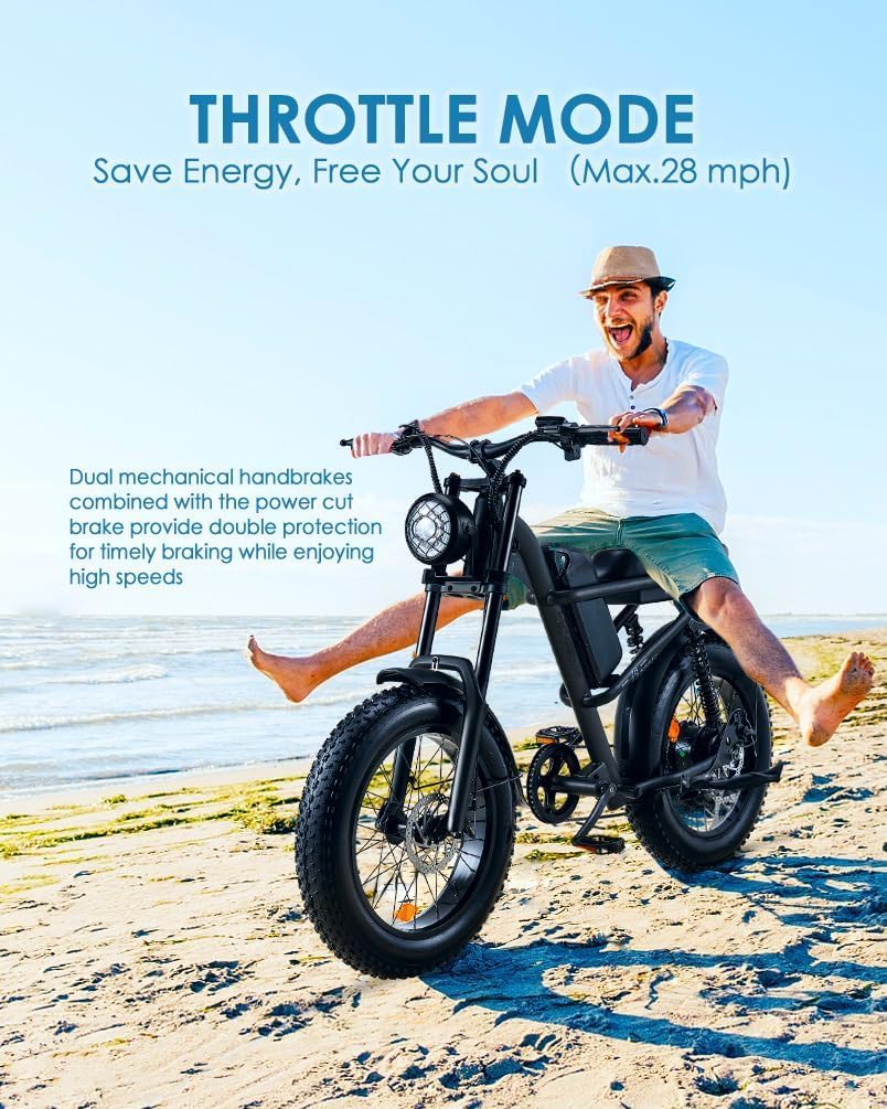 BOOTIME Fat Tire Electric Bike for Adults 1500W,28mph,75miles,Full Suspension,Removable Battery,Electric Bicycle,Dirt Bike,Fatbike 20 All Terrain,Snow Tires,Mountain Bike Moped,7-Speed,Ebike Off Road