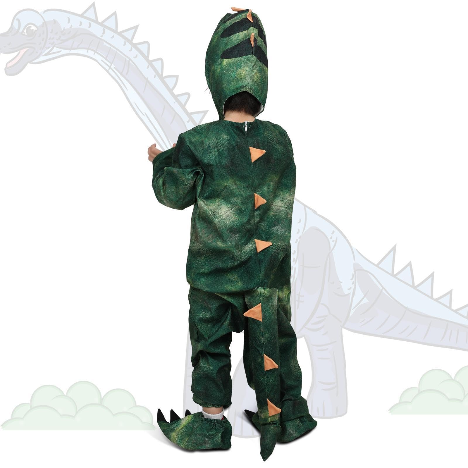 F Fityle Costume da Dinosauro per Bambini, Costume da Cartone Animato T Rex per spettacoli teatrali, Carnevale, Gioco di Ruolo, S