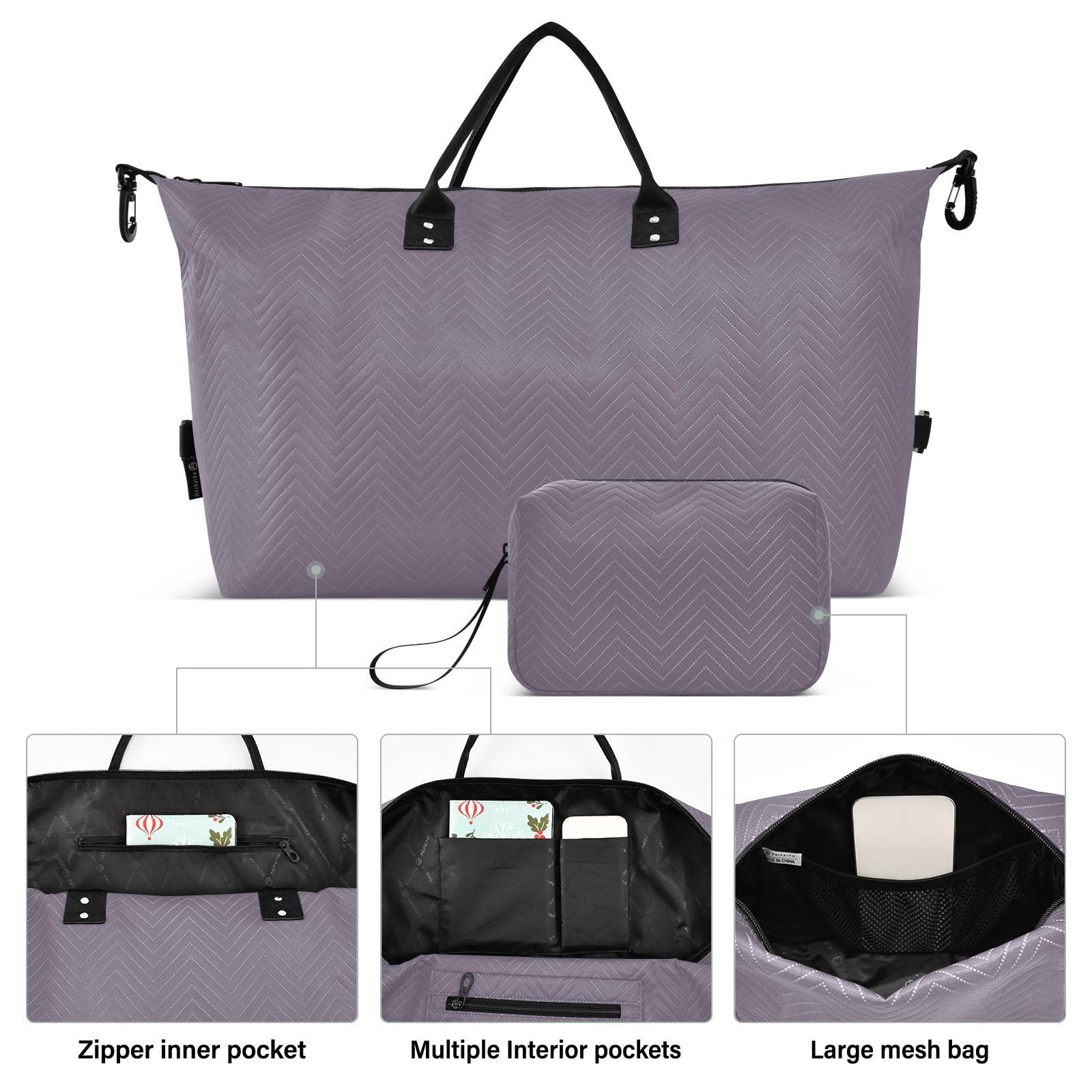 Reisetaschen-Set, 2-teilig, Volldruck, Trolleyhülle, modisch, Fitnessstudio, Pflaumenschatten, One Size, Klassisch