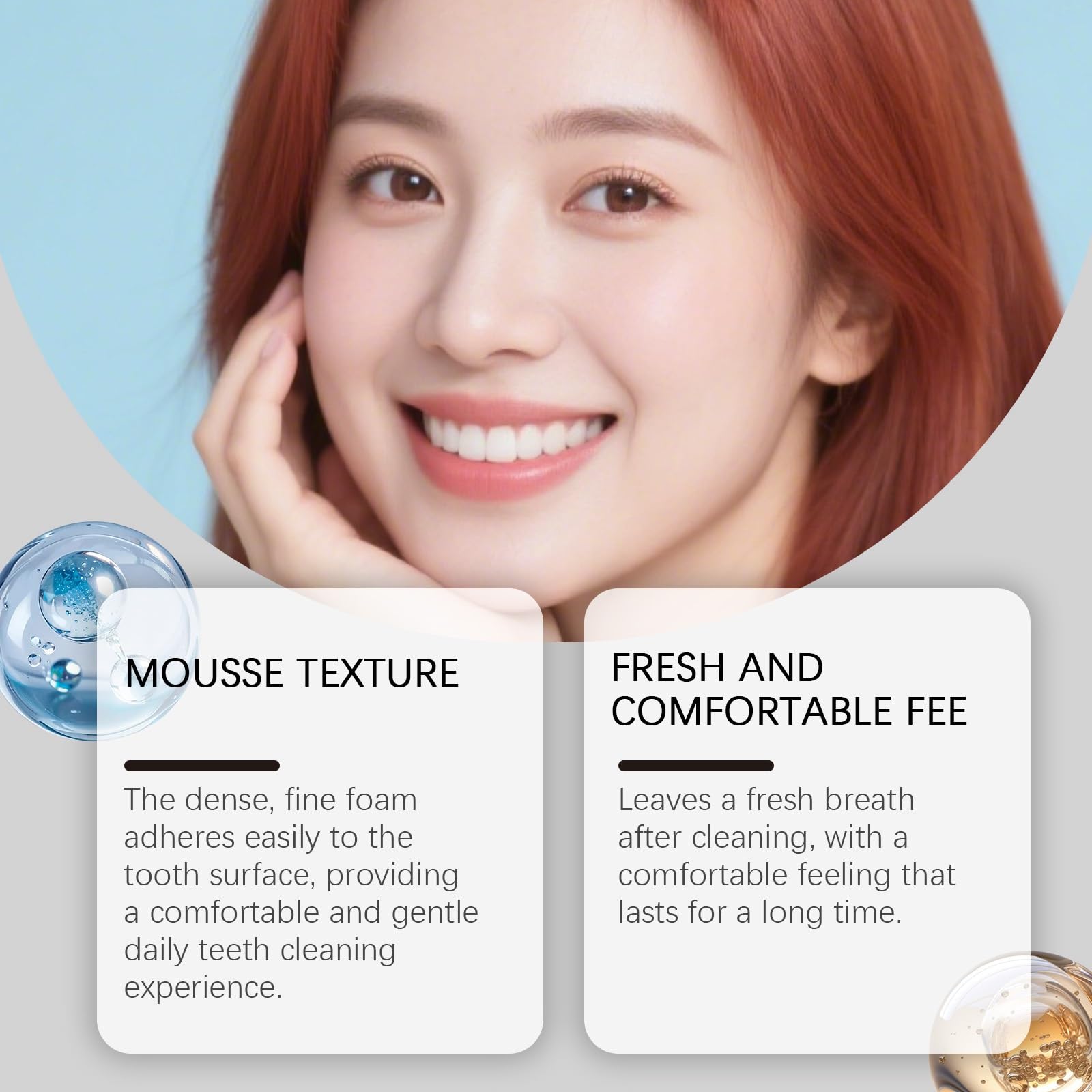 Mousse blanqueadora for dientes, espuma limpiadora suave for un aliento fresco, cuidado bucal diario y mantenimiento de la textura de la superficie(3pcs)