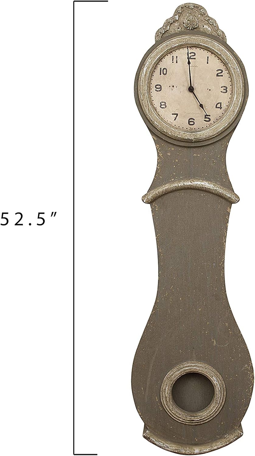 Creative Co-Op Distressed Grey Wood Grandfather Style Wall Clock