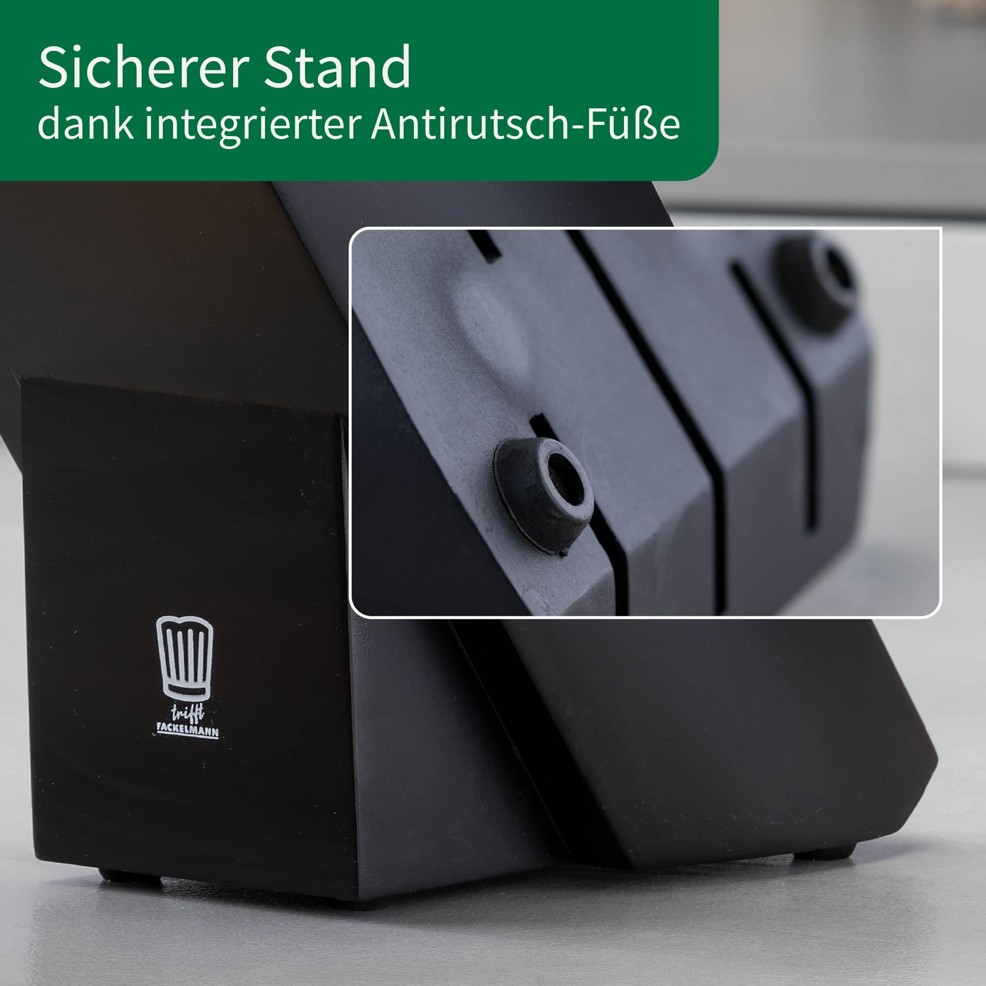 Chefkoch trifft Fackelmann Premium Messerblock aus FSC-zertifiziertem Holz – 6-teilig, mit Antirutsch-Füßen und Edelstahlklingen