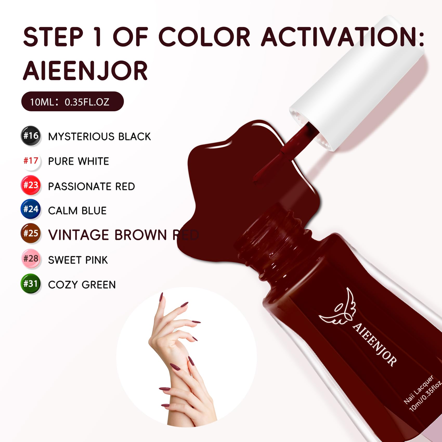 Aieenjor Smalti per Unghie Rosso Marrone, Smalto per Unghie ad Asciugatura Rapida, Smalto Unghie Lunga Durata 10ml, Nail Art per Salone Unghie