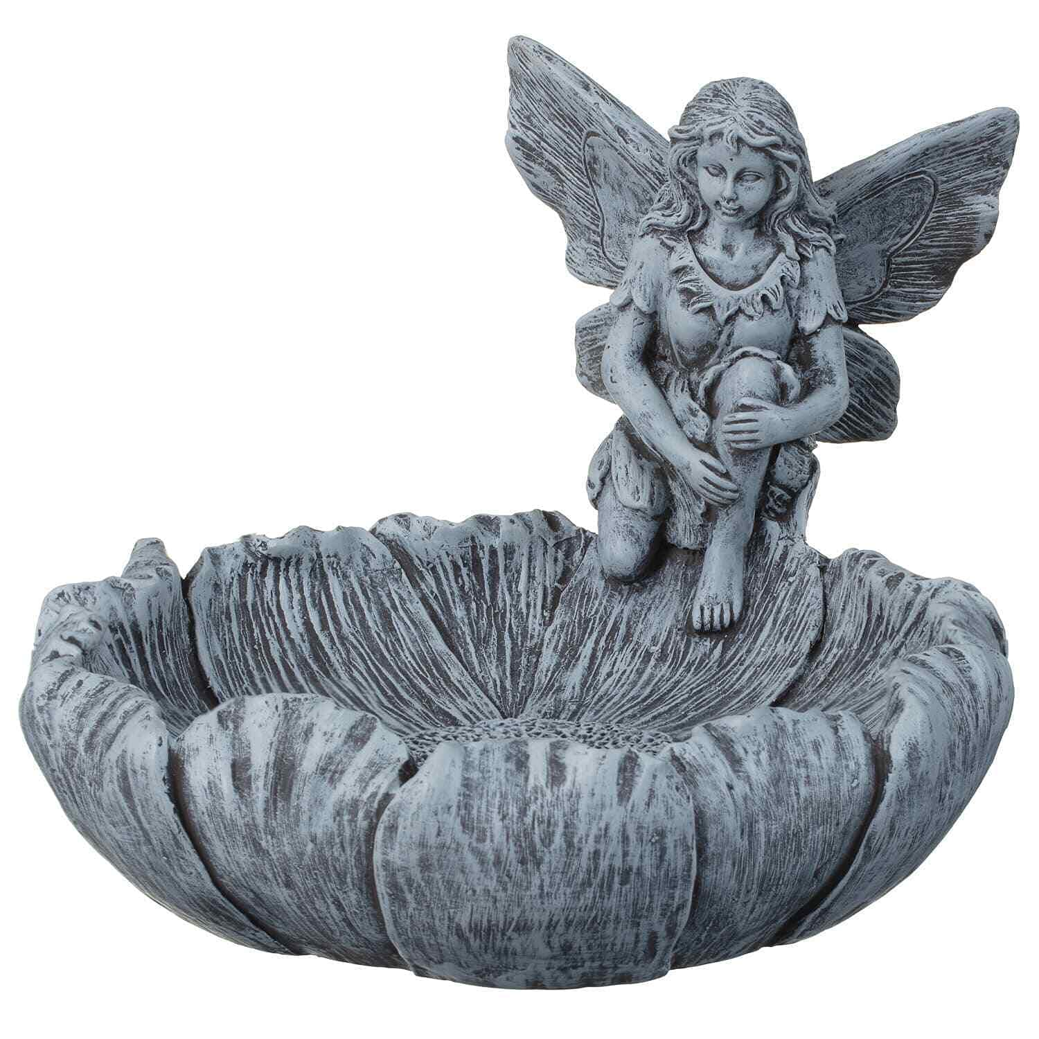 EEMKAY® Stone Effect Decorative Fairy Bird Bath Ornament Statue Stunning Garden Decor N-21